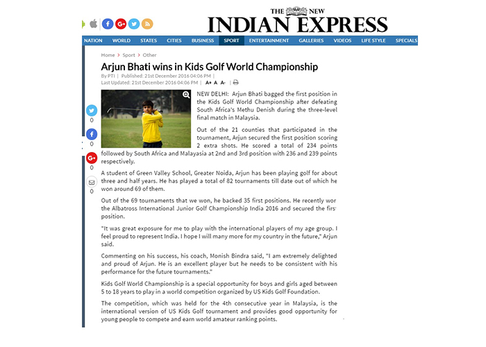 Arjun Bhati in International Golf Championship